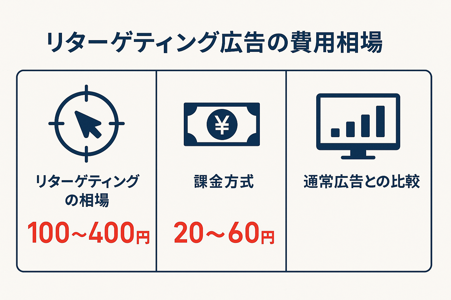 リターゲティング広告 費用:リターゲティング広告の費用相場のインフォグラフィック